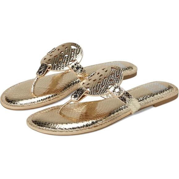 Dolce Vita Gotie Medallion Gold Metallic Dressy Sandal Flat Size 8.5 Tory Burch - Picture 1 of 6